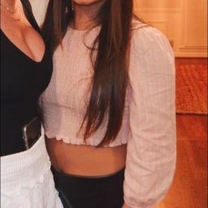 Long Sleeve Crop Light Pink Top